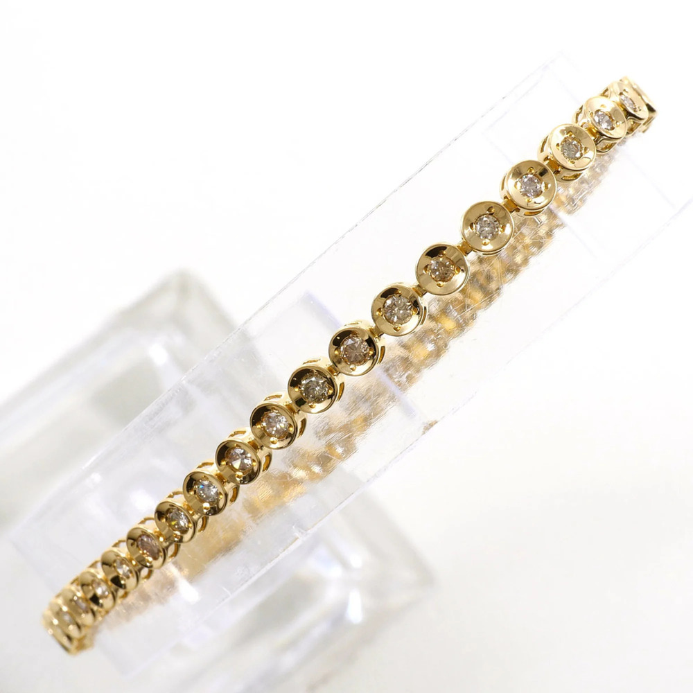 18K (18-karat) Yellow Gold Bracelet with Diamonds, 1.00 ct, Total Weight 6.6g...